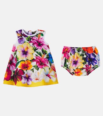 Baby floral cotton dress and bloomers set | Dolce&Gabbana Kids