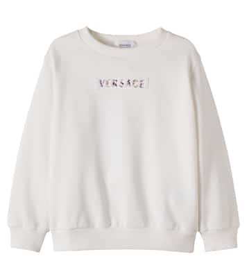 Logo beaded cotton jersey sweatshirt | Versace Kids