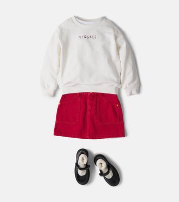Logo beaded cotton jersey sweatshirt | Versace Kids