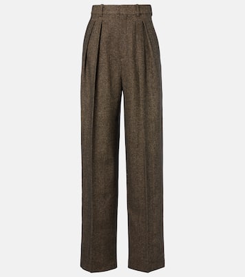Herringbone wool-blend wide-leg pants | Saint Laurent