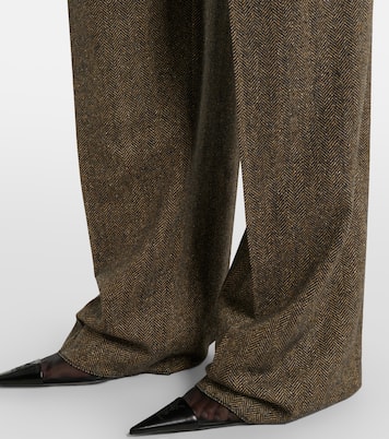 Herringbone wool-blend wide-leg pants | Saint Laurent