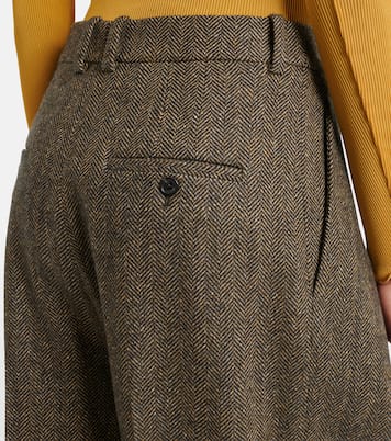 Herringbone wool-blend wide-leg pants | Saint Laurent