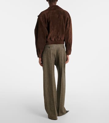 Herringbone wool-blend wide-leg pants | Saint Laurent