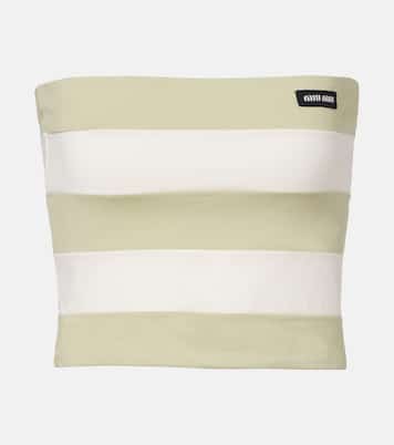 Striped cotton jersey bandeau top | Miu Miu