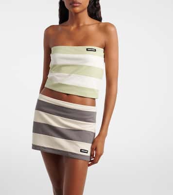 Striped cotton jersey bandeau top | Miu Miu
