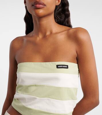 Striped cotton jersey bandeau top | Miu Miu