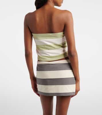 Striped cotton jersey bandeau top | Miu Miu