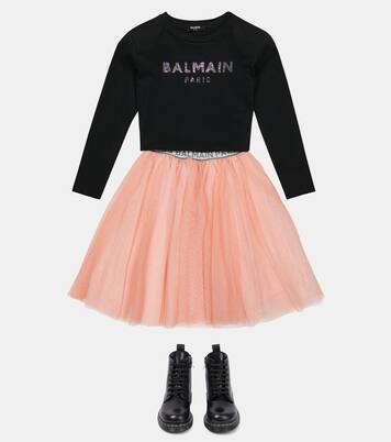 Jupe en tulle à paillettes | Balmain Kids