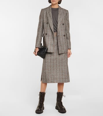 Double-breasted wool-blend blazer | Brunello Cucinelli