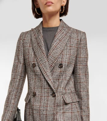 Double-breasted wool-blend blazer | Brunello Cucinelli