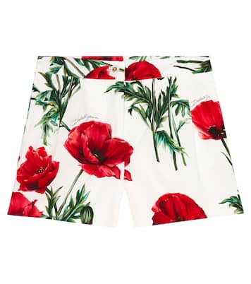 Floral cotton poplin shorts | Dolce&Gabbana Kids