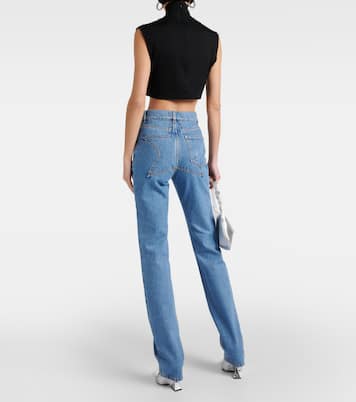 Verzierte High-Rise Straight Jeans | Area