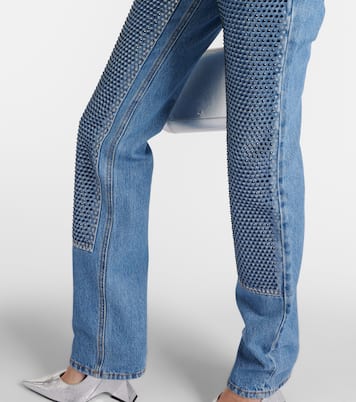 Verzierte High-Rise Straight Jeans | Area