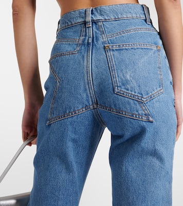 Verzierte High-Rise Straight Jeans | Area