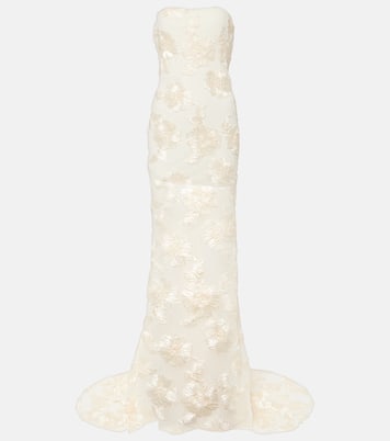 Bridal Alberty floral-appliqué mesh gown | Rotate