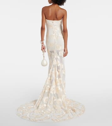 Bridal Alberty floral-appliqué mesh gown | Rotate