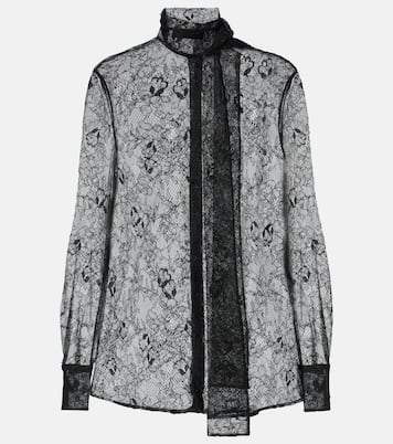 Scarf-detail floral lace blouse | Valentino