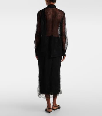 Scarf-detail floral lace blouse | Valentino