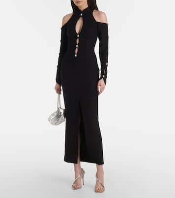 Crystal-embellished crêpe midi dress | Rasario