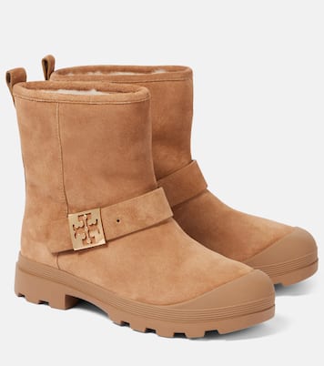 Mellow shearling-lined suede platform ankle boots | Tory Burch