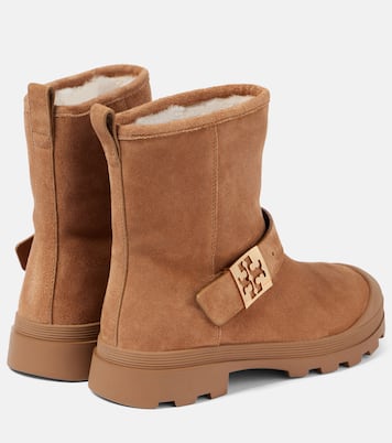Mellow shearling-lined suede platform ankle boots | Tory Burch