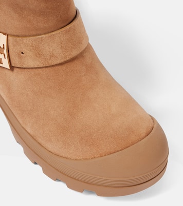 Mellow shearling-lined suede platform ankle boots | Tory Burch