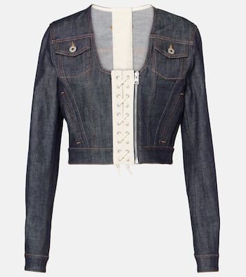Lace-up cropped denim jacket | Jean Paul Gaultier