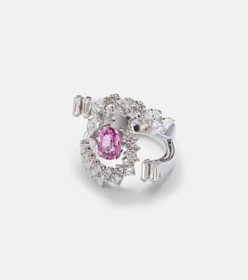 Anello Reign Supreme in oro bianco 18kt con diamanti e zaffiro | Yeprem