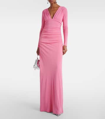 Vestido de fiesta en jersey fruncido | Carolina Herrera