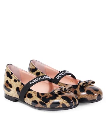 Leopard-print leather ballet flats | Dolce&Gabbana Kids