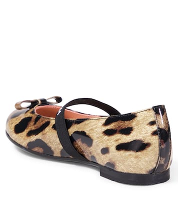 Leopard-print leather ballet flats | Dolce&Gabbana Kids