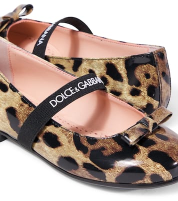 Leopard-print leather ballet flats | Dolce&Gabbana Kids