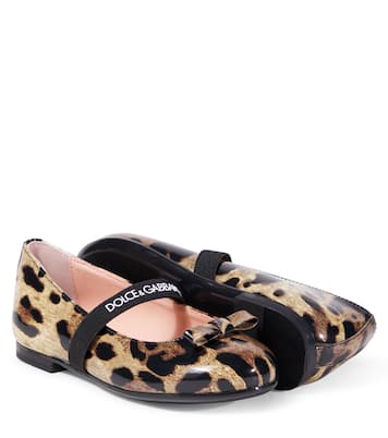 Leopard-print leather ballet flats | Dolce&Gabbana Kids