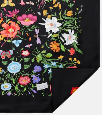 Floral silk twill scarf | Gucci