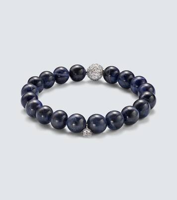 14kt white gold beaded bracelet with diamonds  | Sydney Evan