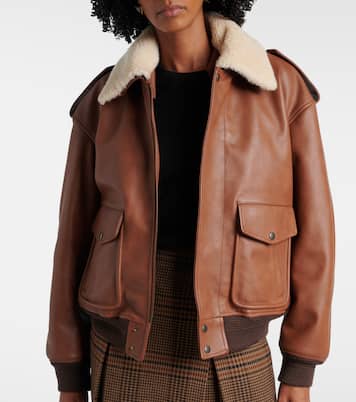 Bomberjacke aus Leder mit Shearling | Saint Laurent