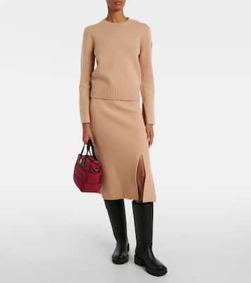 Ribbed-knit wool and cashmere midi skirt | Moncler