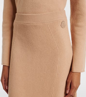 Ribbed-knit wool and cashmere midi skirt | Moncler