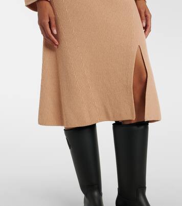 Ribbed-knit wool and cashmere midi skirt | Moncler