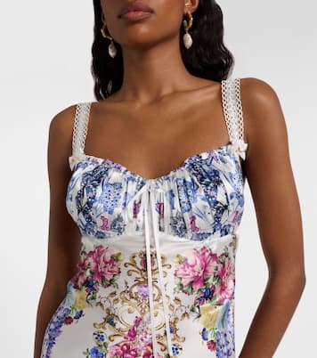 Embellished printed silk satin midi dress | Camilla