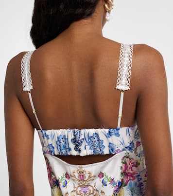 Embellished printed silk satin midi dress | Camilla