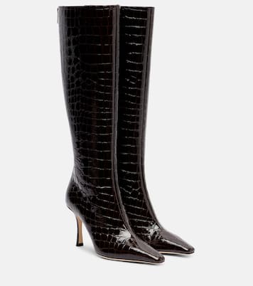 Agathe 85 croc-effect leather knee-high boots | Jimmy Choo