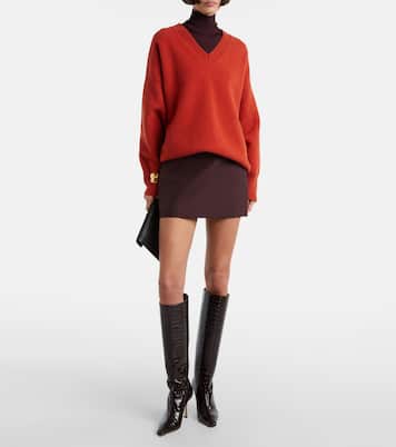 Agathe 85 croc-effect leather knee-high boots | Jimmy Choo