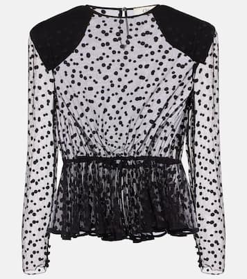 توب بيبلوم من تول القطن المخلوط ونقاط البولكا | Chloé