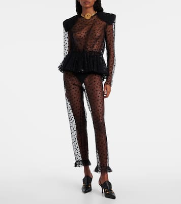 توب بيبلوم من تول القطن المخلوط ونقاط البولكا | Chloé