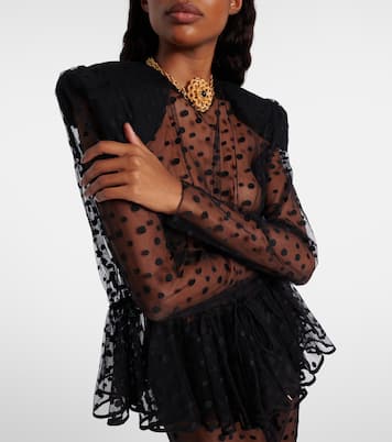 توب بيبلوم من تول القطن المخلوط ونقاط البولكا | Chloé