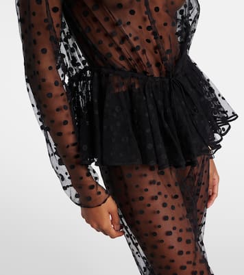 توب بيبلوم من تول القطن المخلوط ونقاط البولكا | Chloé