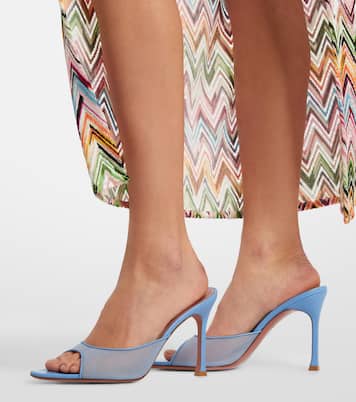 Mules Alexa in mesh con pelle | Amina Muaddi