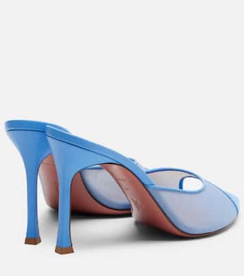 Mules Alexa in mesh con pelle | Amina Muaddi
