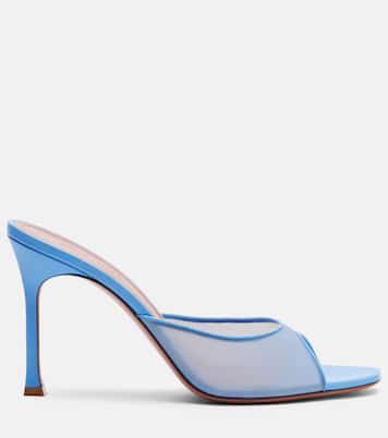 Mules Alexa in mesh con pelle | Amina Muaddi